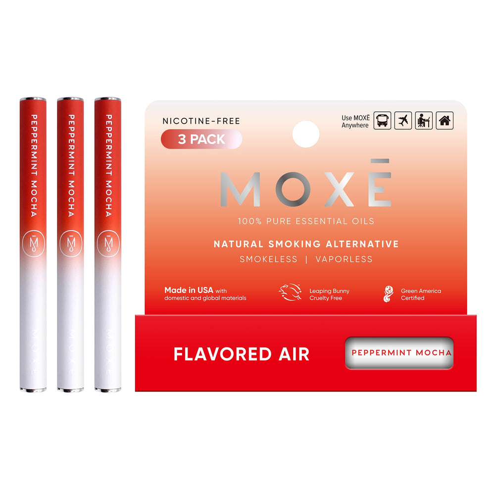 MOXE natural peppermint mocha air inhaler compact design for on-the-go refreshment