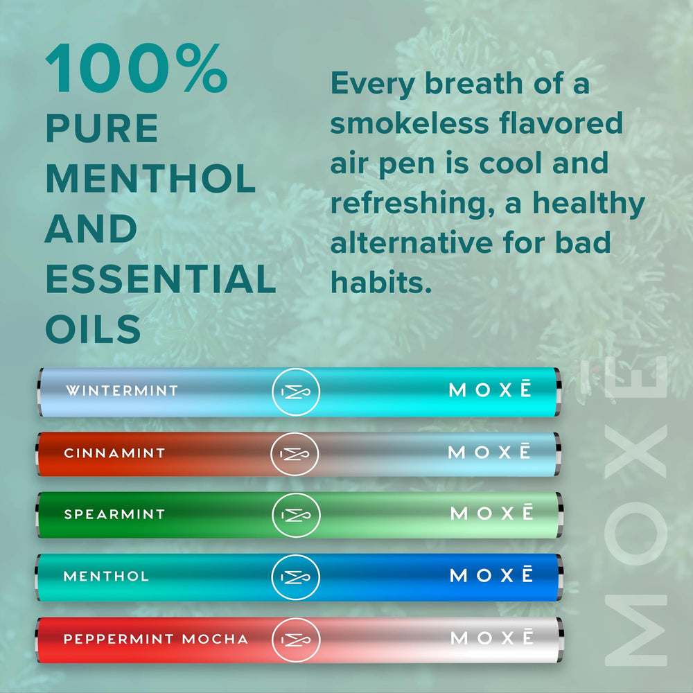 MOXE Cinnamon Mint inhaler close-up highlighting refreshing balance.