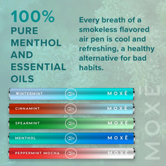 MOXE Cinnamon Mint inhaler close-up highlighting refreshing balance.