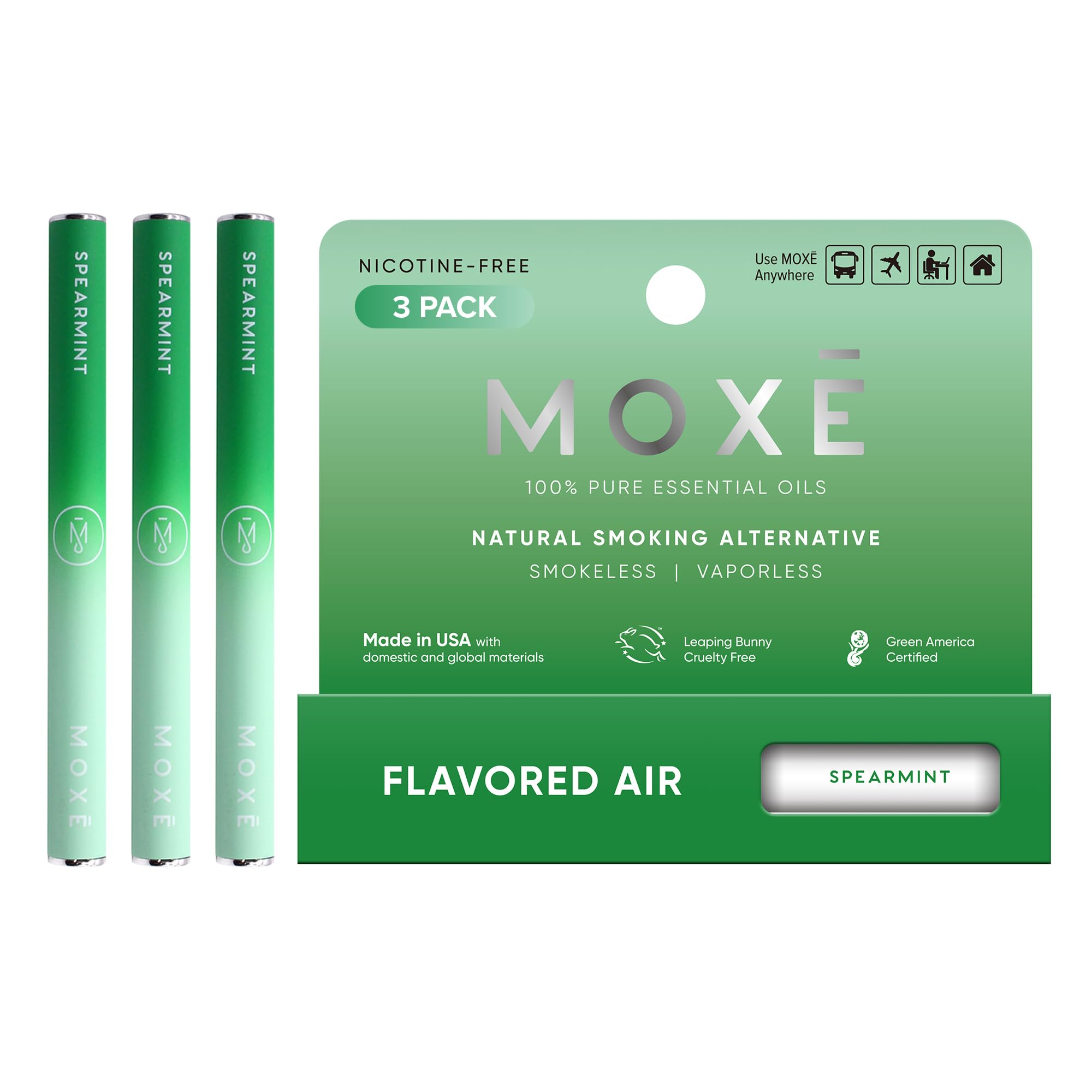MOXE spearmint air inhaler front view for quick refreshing aroma