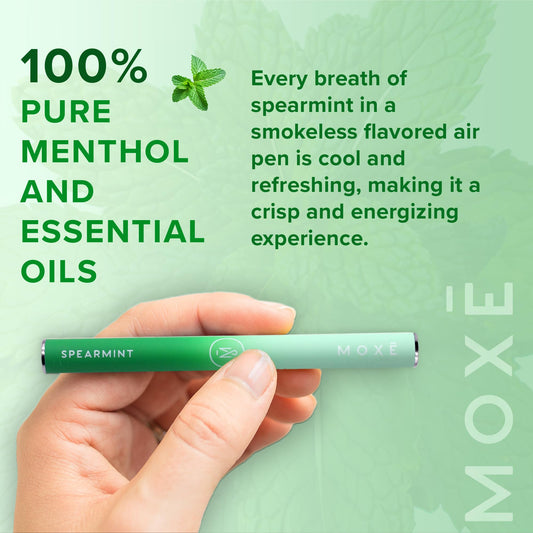 MOXE spearmint air inhaler side view showing compact travel design