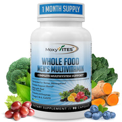 MoxyVites methylated mens multivitamin bottle on kitchen counter for daily support