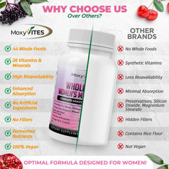 MoxyVites whole-food ingredients showcase natural vitamins and minerals.