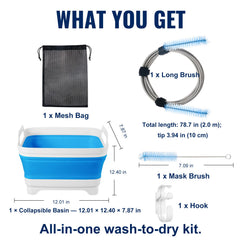 MOZZPAD CPAP basin open showing collapsible design and space savings.