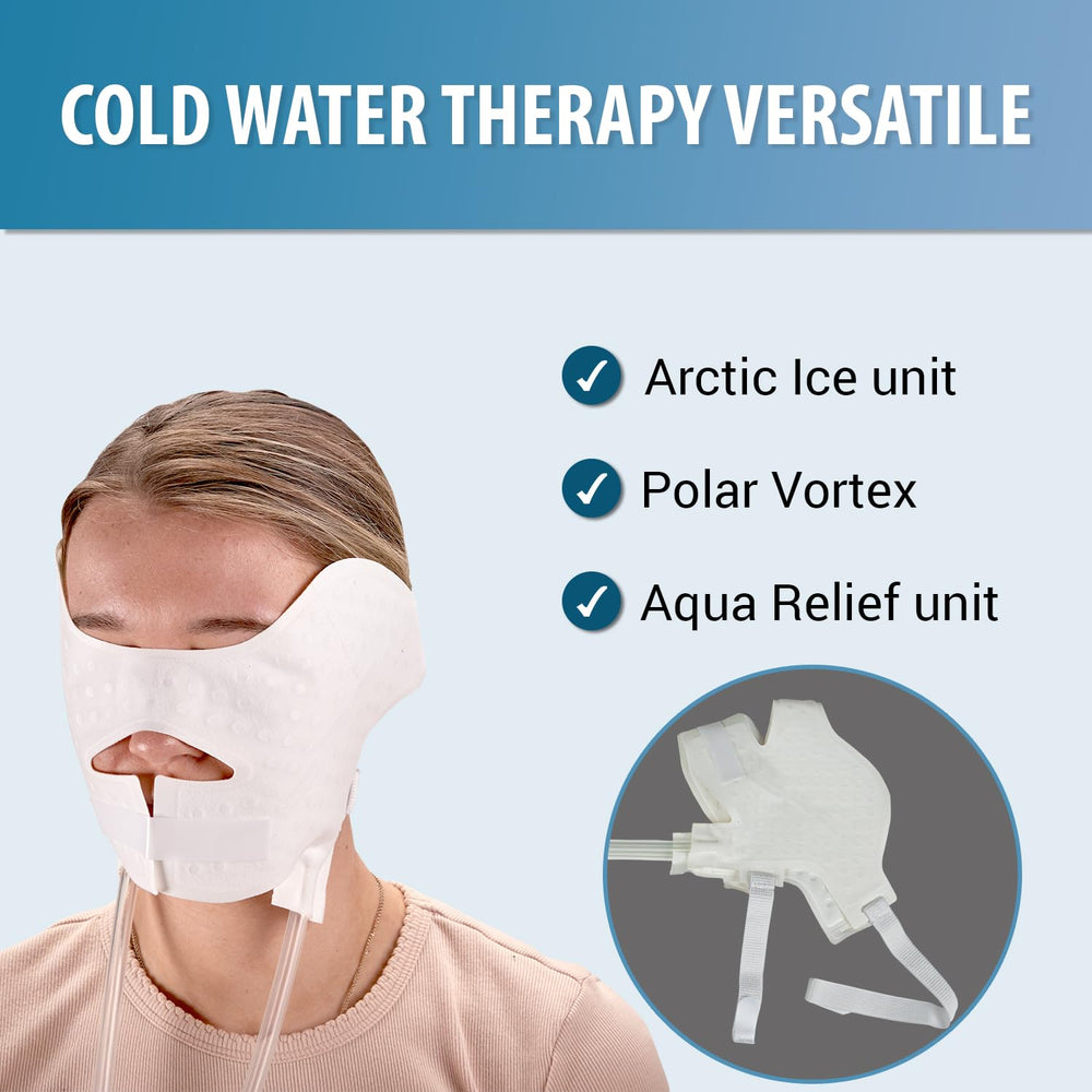 M PAIN MANAGEMENT TECHNOLOGIES post-surgery wrap enables easy cooling for facial areas.