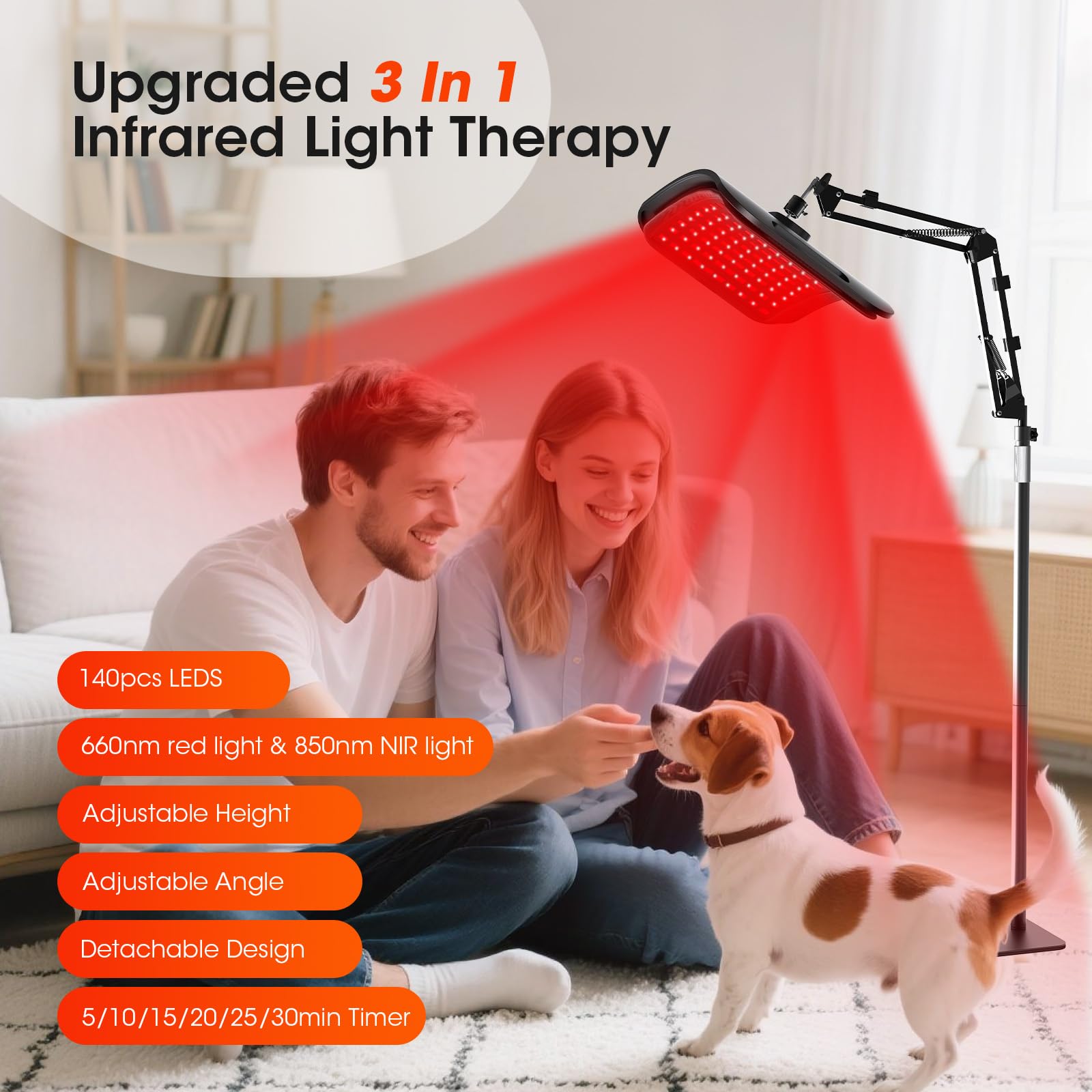MQHOOB lamp detachable panels enable flexible wrap-around red light sessions.