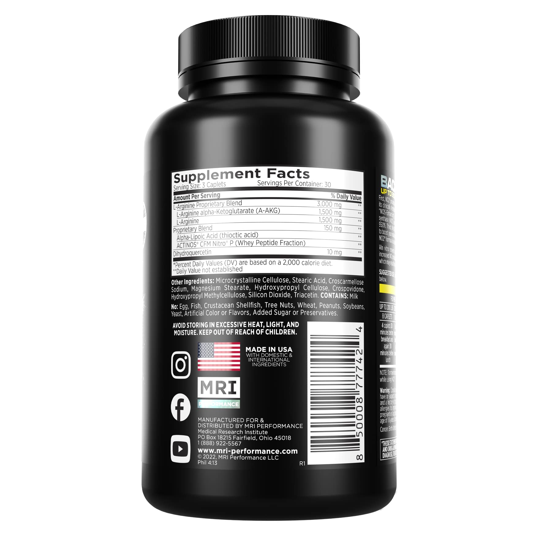 MRI Performance NO2 bottle on kitchen counter suitable for daily nitric oxide support.