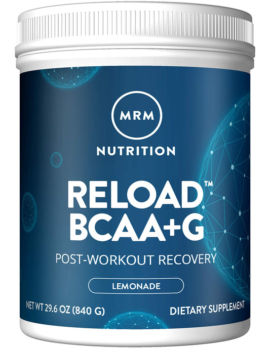 MRM BCAA+G RELOAD lemon bottle front for post-workout recovery support