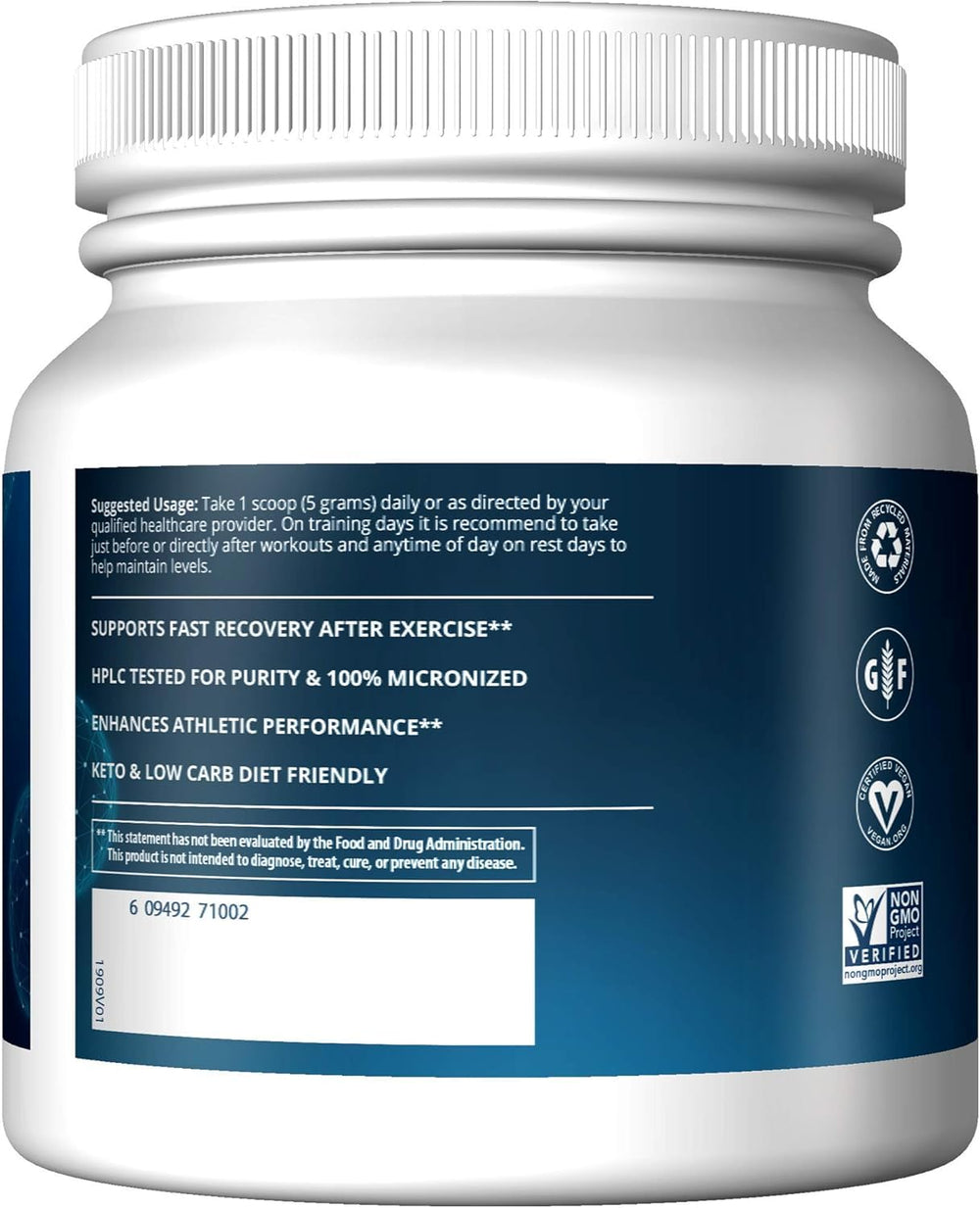 MRM Creatine Monohydrate stirred into water for quick recovery after training.