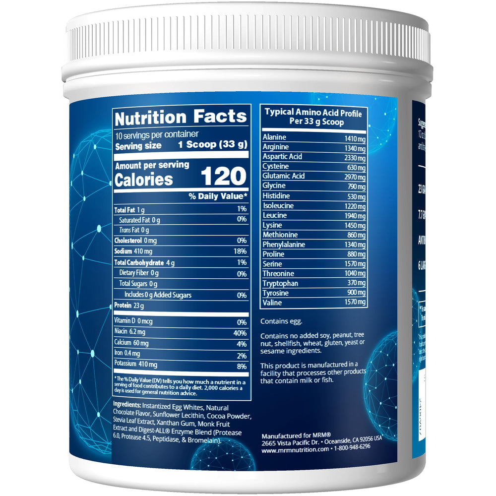 MRM Egg White Protein Chocolate shake in a glass, ideal post-workout hydration.