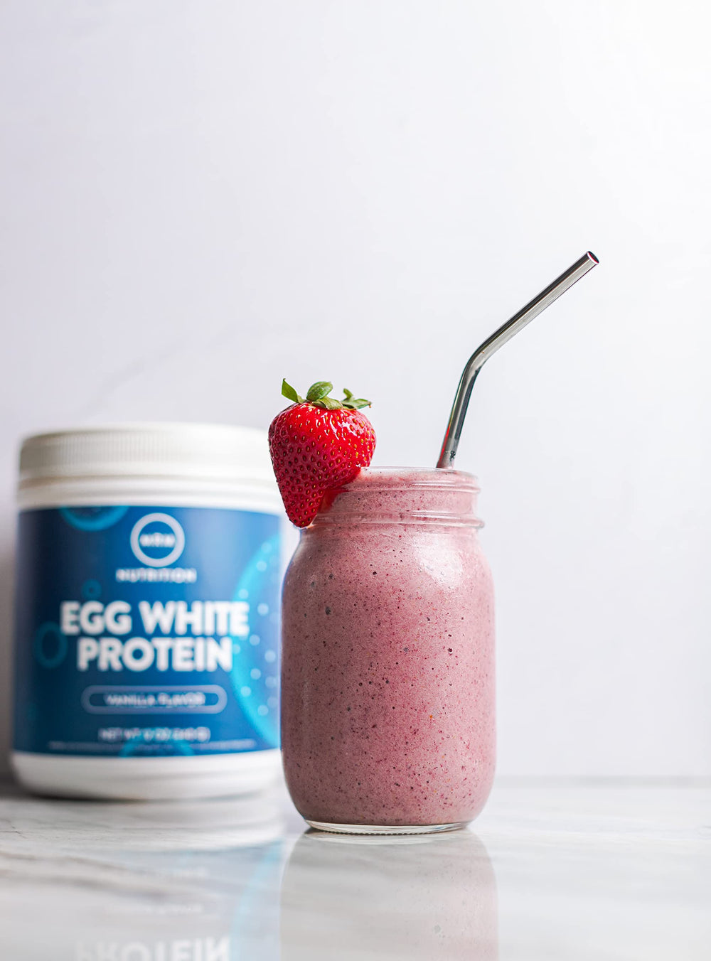 MRM Egg White Protein Vanilla tub with dairy-free, soy-free labeling