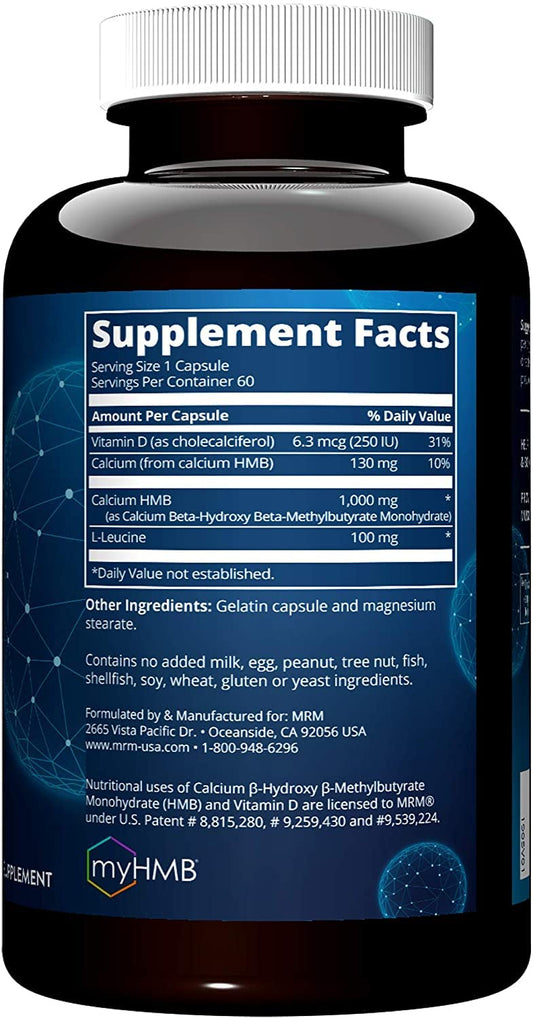 MRM HMB 1000 capsule-dispense promotes easy daily use with 1000 mg per serving