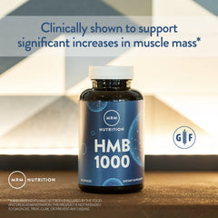 MRM HMB 1000 packaging-closeup highlighting non-GMO and gluten-free features
