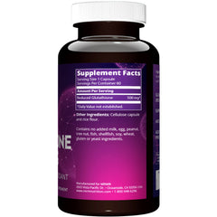Close-up of MRM glutathione capsules highlighting easy daily use and vegan formula