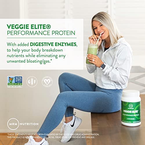 MRM Veggie Elite Protein packaging label showcasing vegan and gluten-free formula.