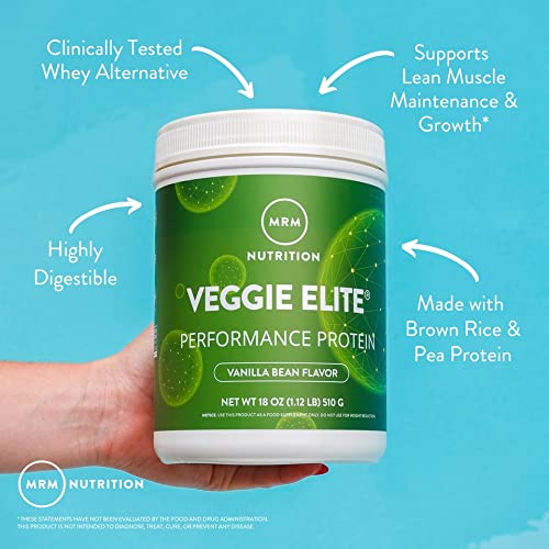 MRM Veggie Elite Protein scoop illustrating 24g protein per serving.