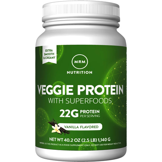 MRM Veggie Protein Vanilla bottle, dairy-free and gluten-free nutrition for daily energy