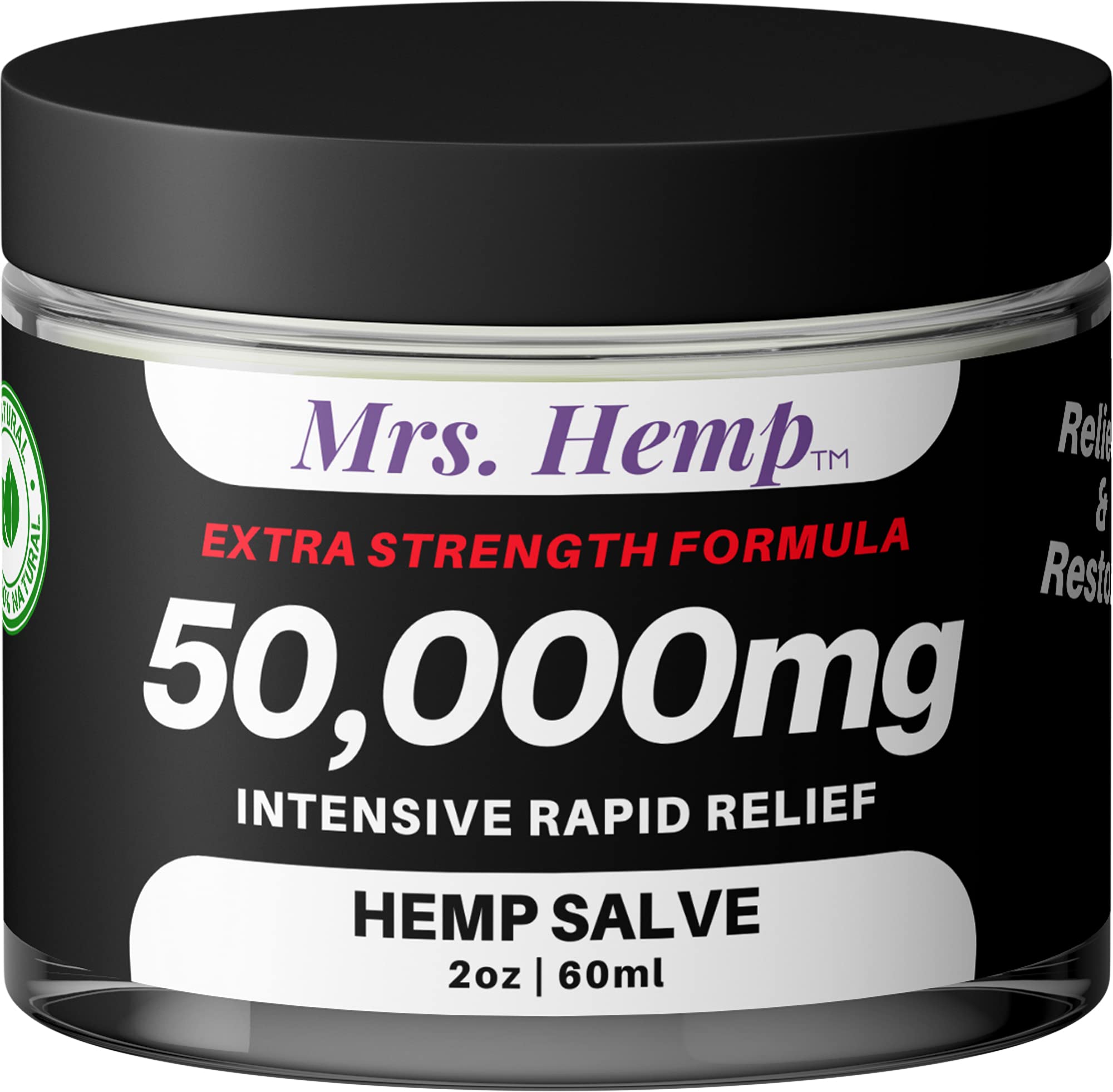 MRS. Hemp 50,000 MG salve tube on hip joint for focused support.