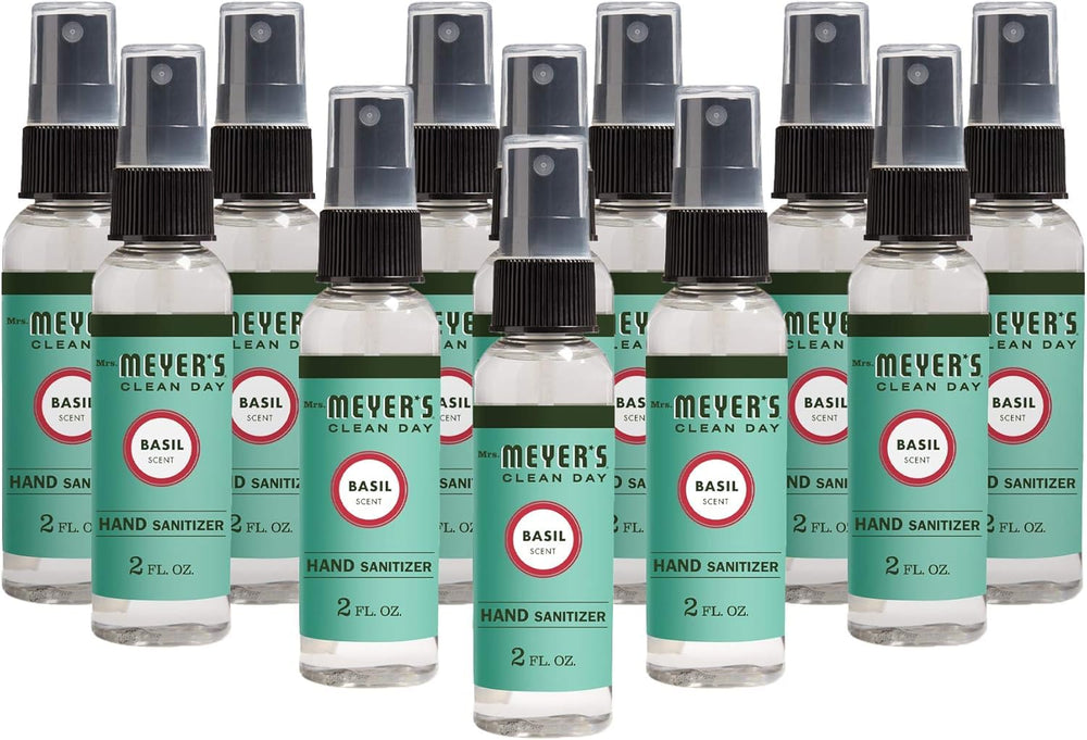 Mrs. Meyer's Clean Day Basil hand sanitizer spray bottle for quick on-the-go cleansing