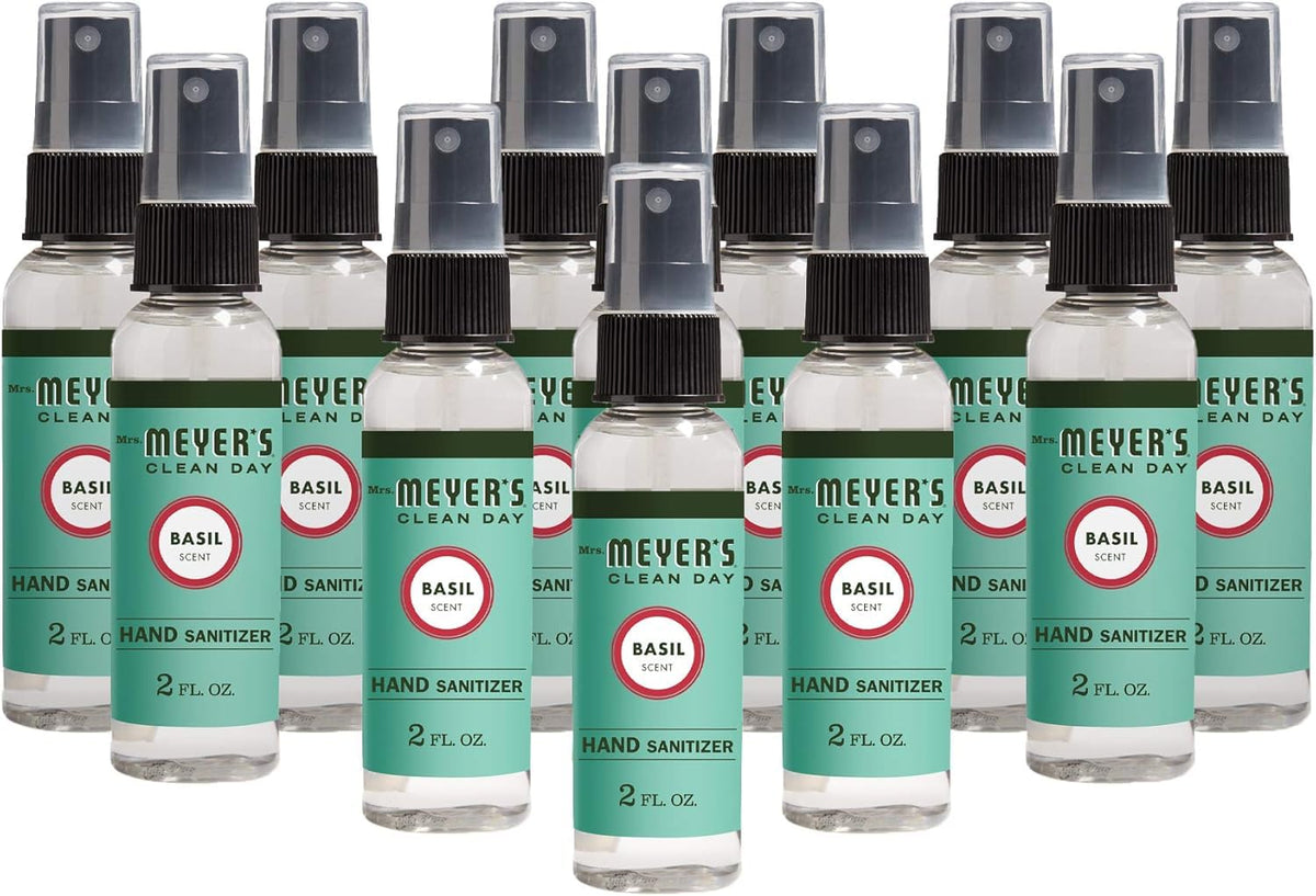 Mrs. Meyer's Clean Day Basil hand sanitizer spray bottle for quick on-the-go cleansing