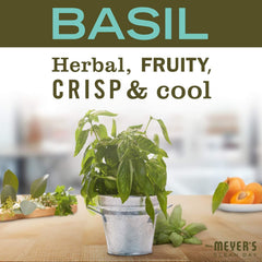 Ingredients panel on Mrs. Meyer's Basil sanitizer bottle