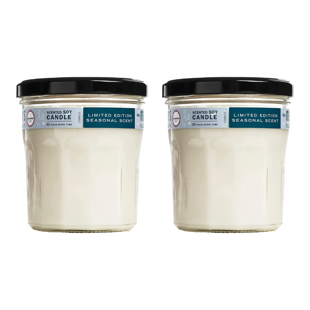 Mrs. Meyer's Snow Drop Candle jar with lid adds decorative seasonal touch.