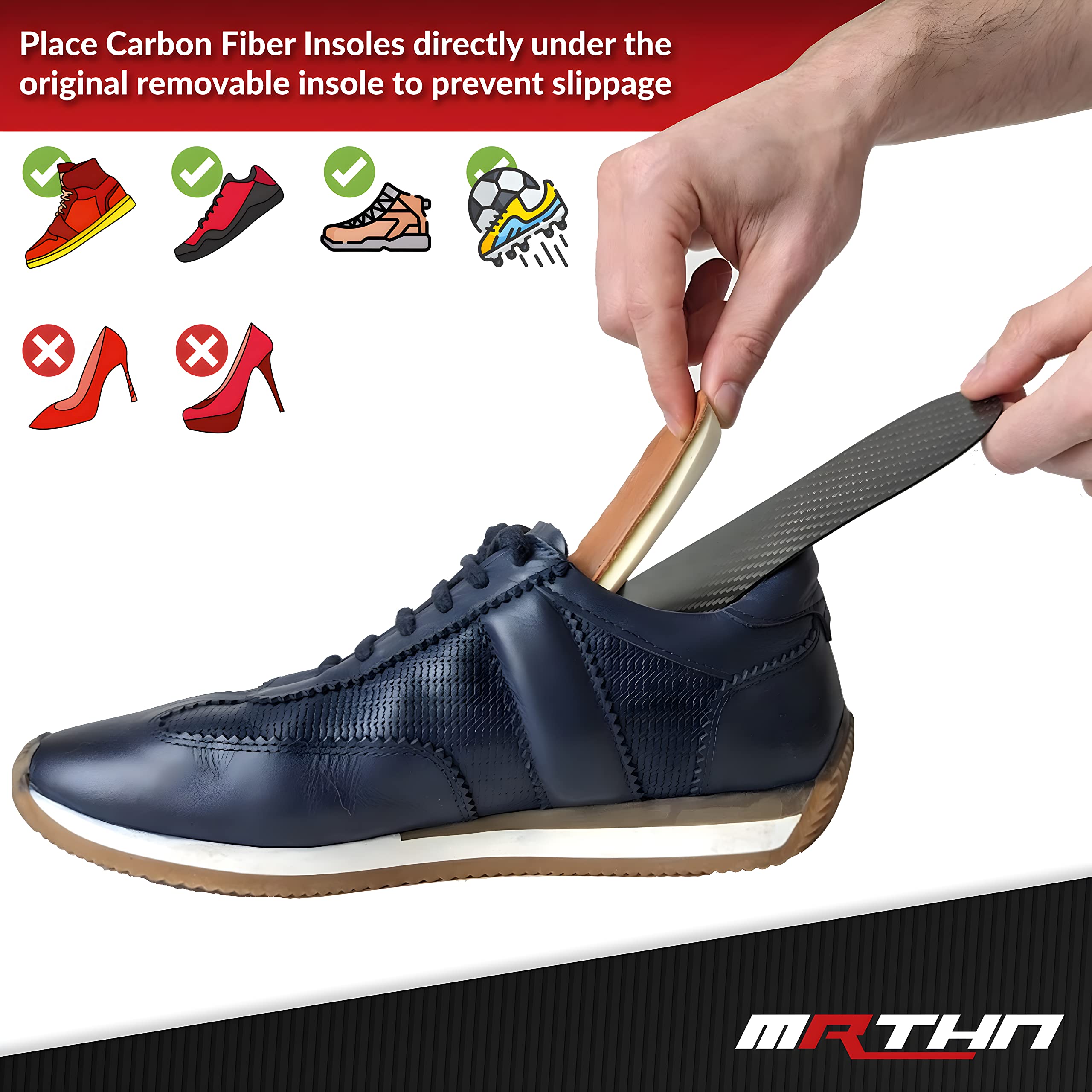 MRTHN carbon fiber insole lightweight design delivers performance without bulk