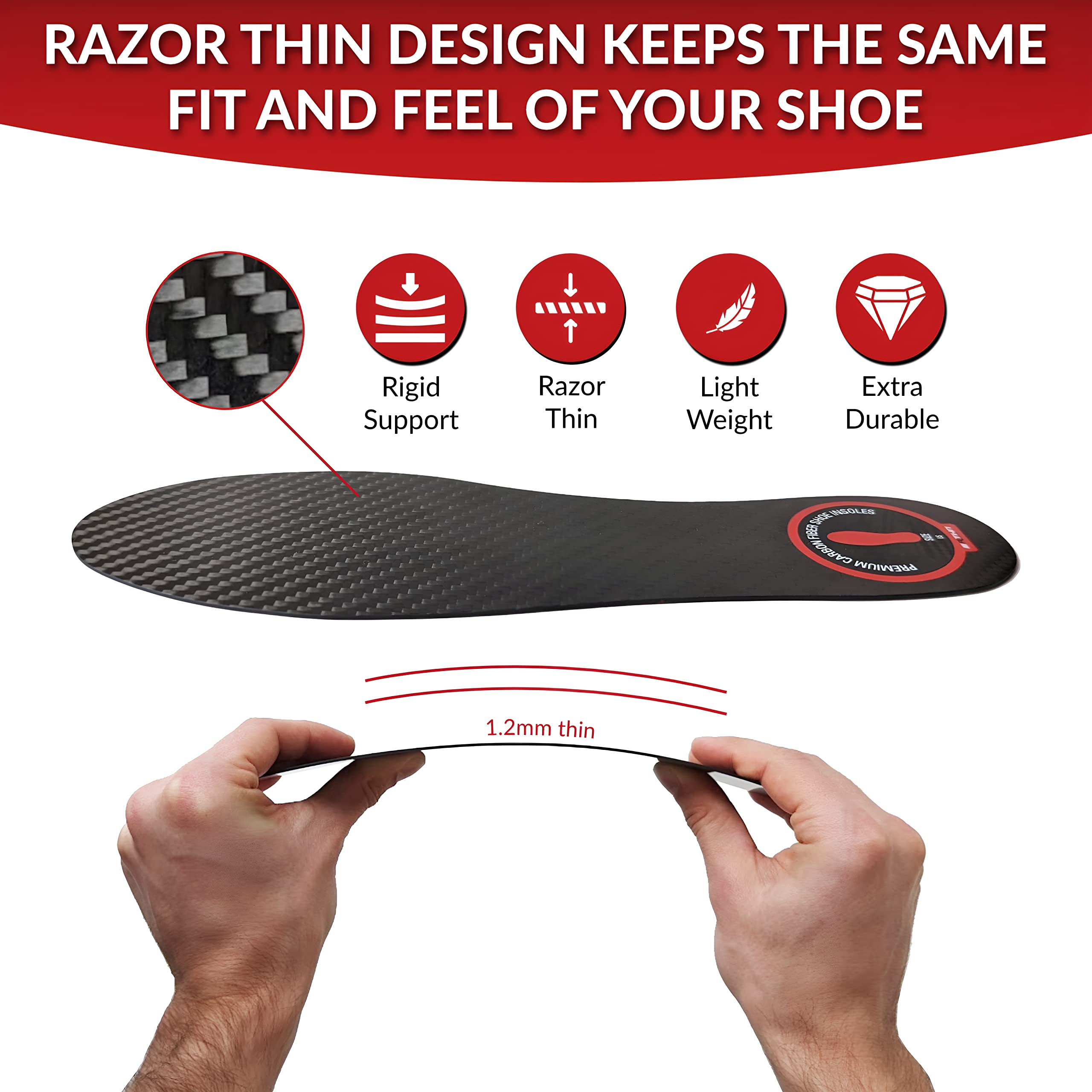 MRTHN carbon fiber insole suitable for men and women with universal fit.