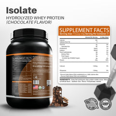 M+S whey protein bottle with scoop on counter for convenient serving