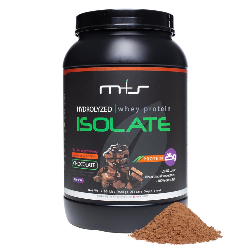M+S hydrolyzed whey protein chocolate scoop closeup for texture