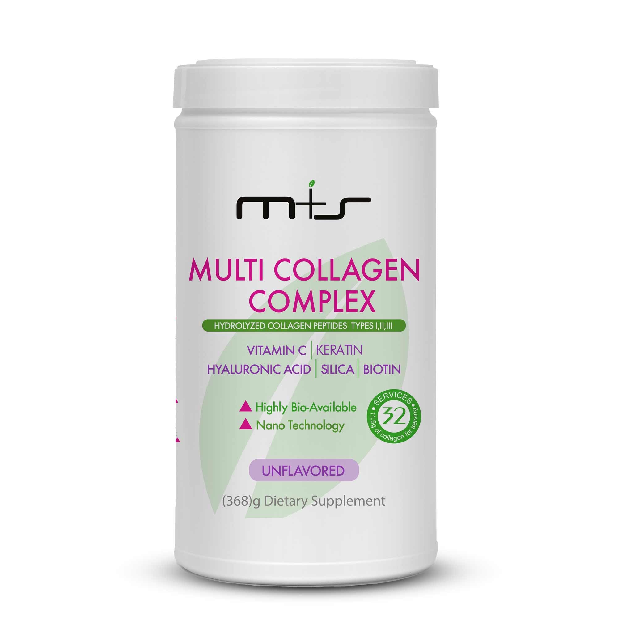 MS Multi Collagen Complex bottle on counter for daily skin and joint support.