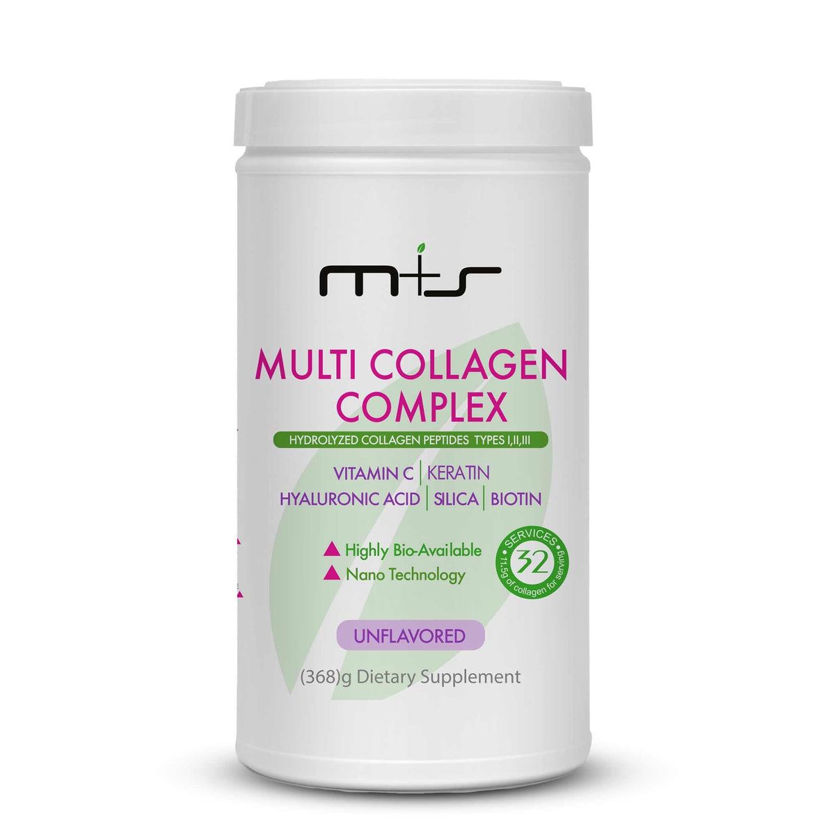 MS Multi Collagen Complex bottle on counter for daily skin and joint support.