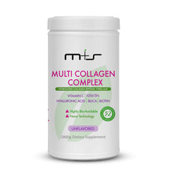 MS Multi Collagen Complex bottle on counter for daily skin and joint support.