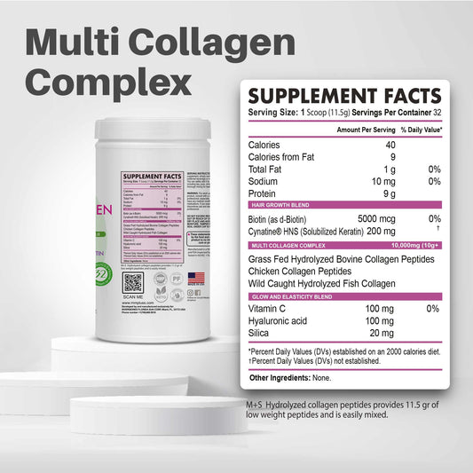 MS Multi Collagen Complex powder being mixed into a smoothie for nourishment.