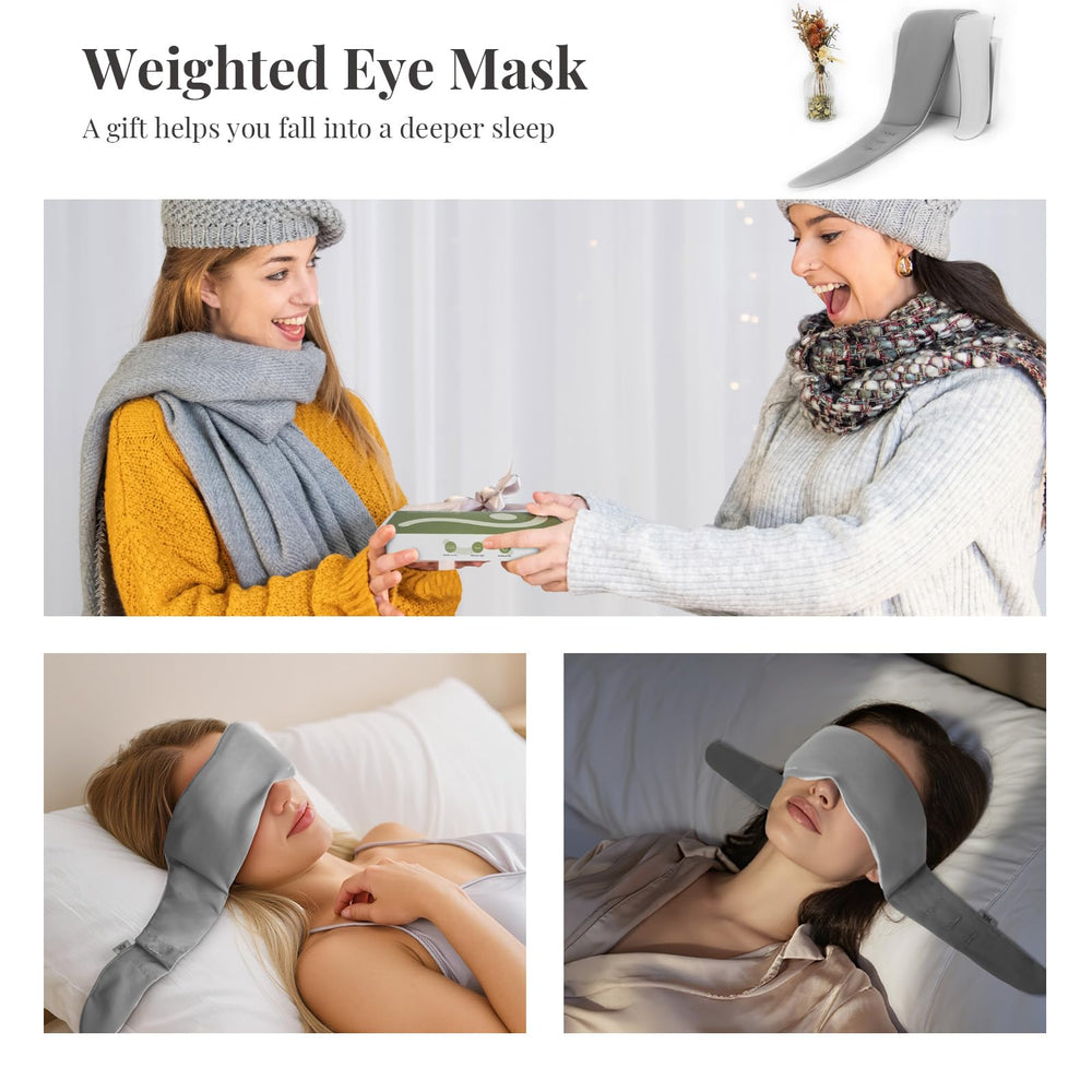 Ms.W weighted eye mask gray ideal for meditation and relaxation.