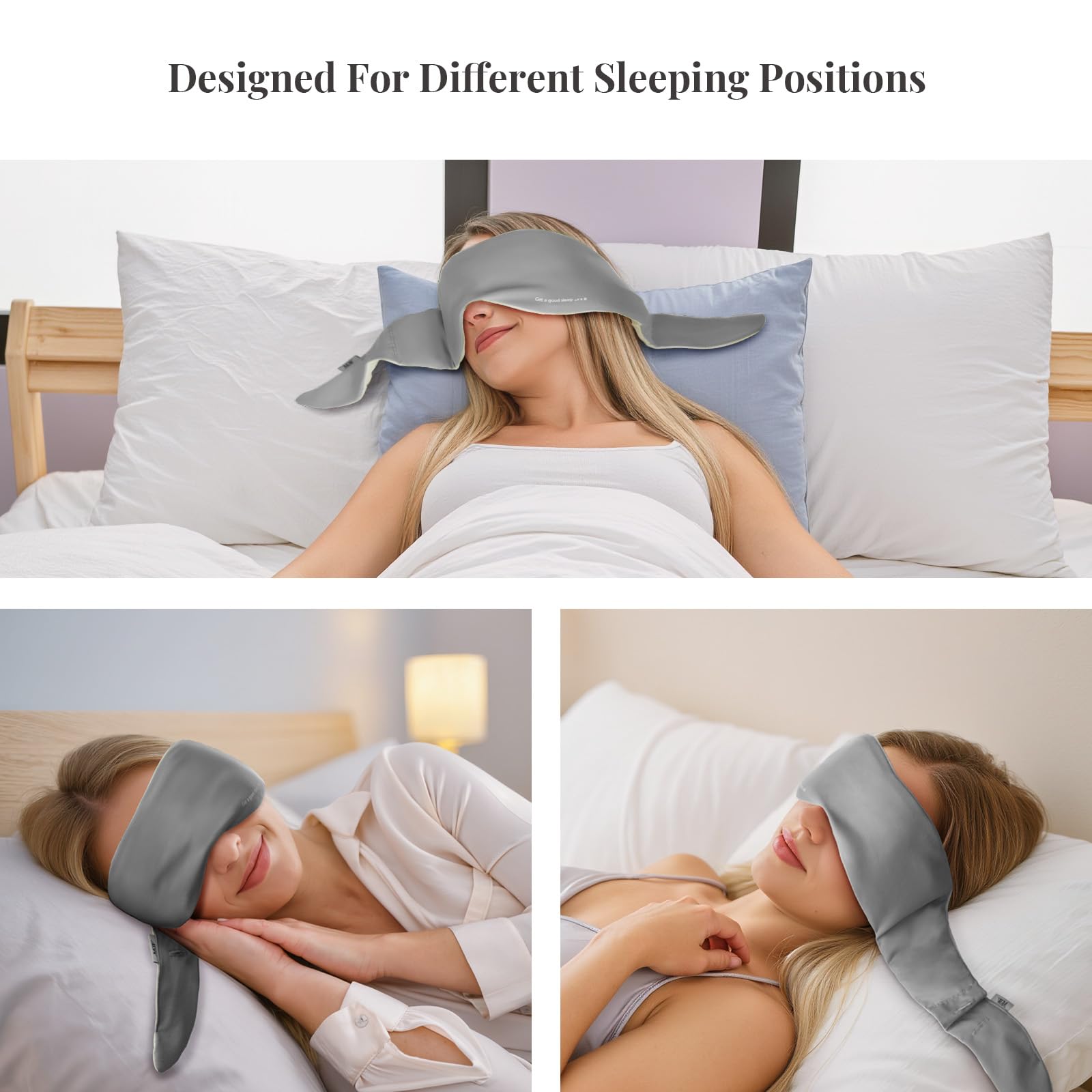 Ms.W weighted eye mask gray side-sleeper fit distributes gentle pressure.