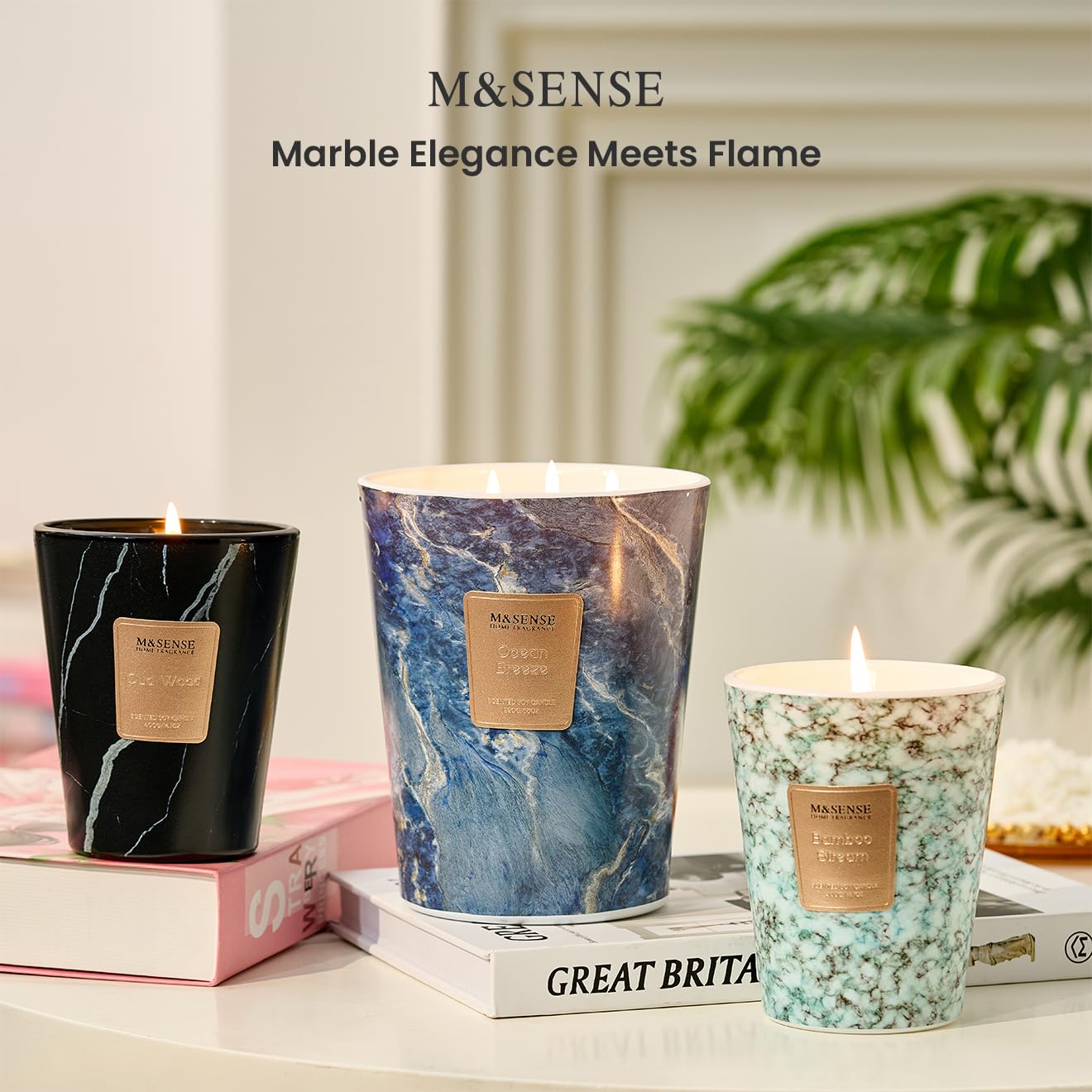 M&SENSE OudWood XL candle gift-ready packaging emphasizes refined home style.