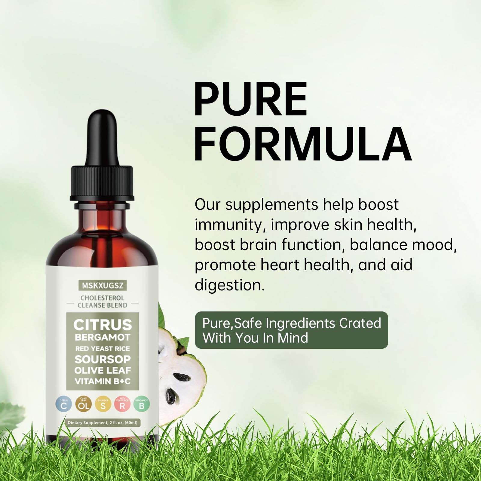 MSKXUGSZ Olive Leaf Drops bottle with clean label signaling natural wellness.