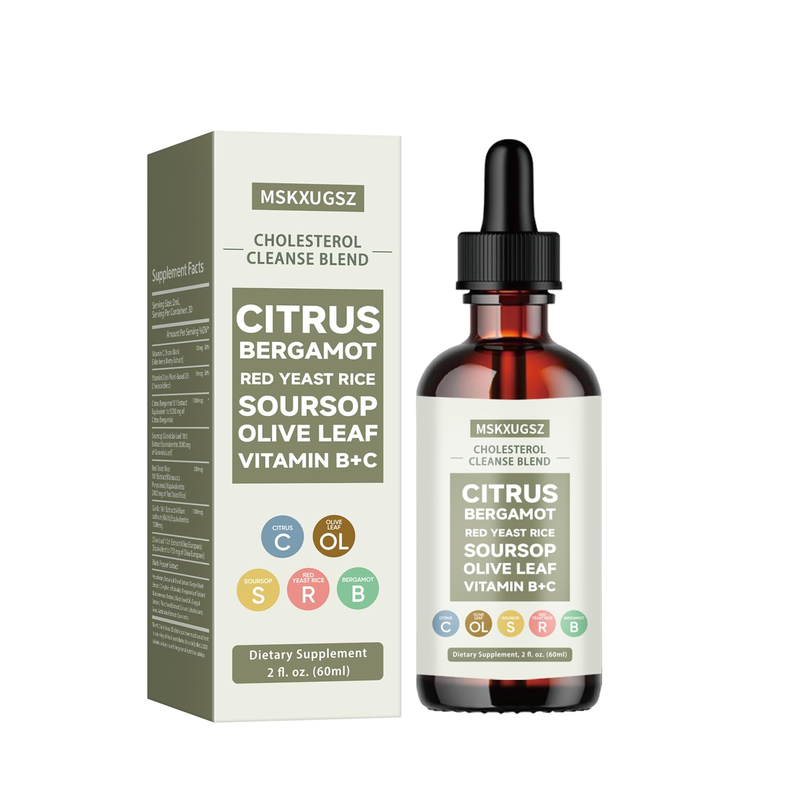 MSKXUGSZ Red Yeast Rice Drops bottle pour for daily cholesterol support.