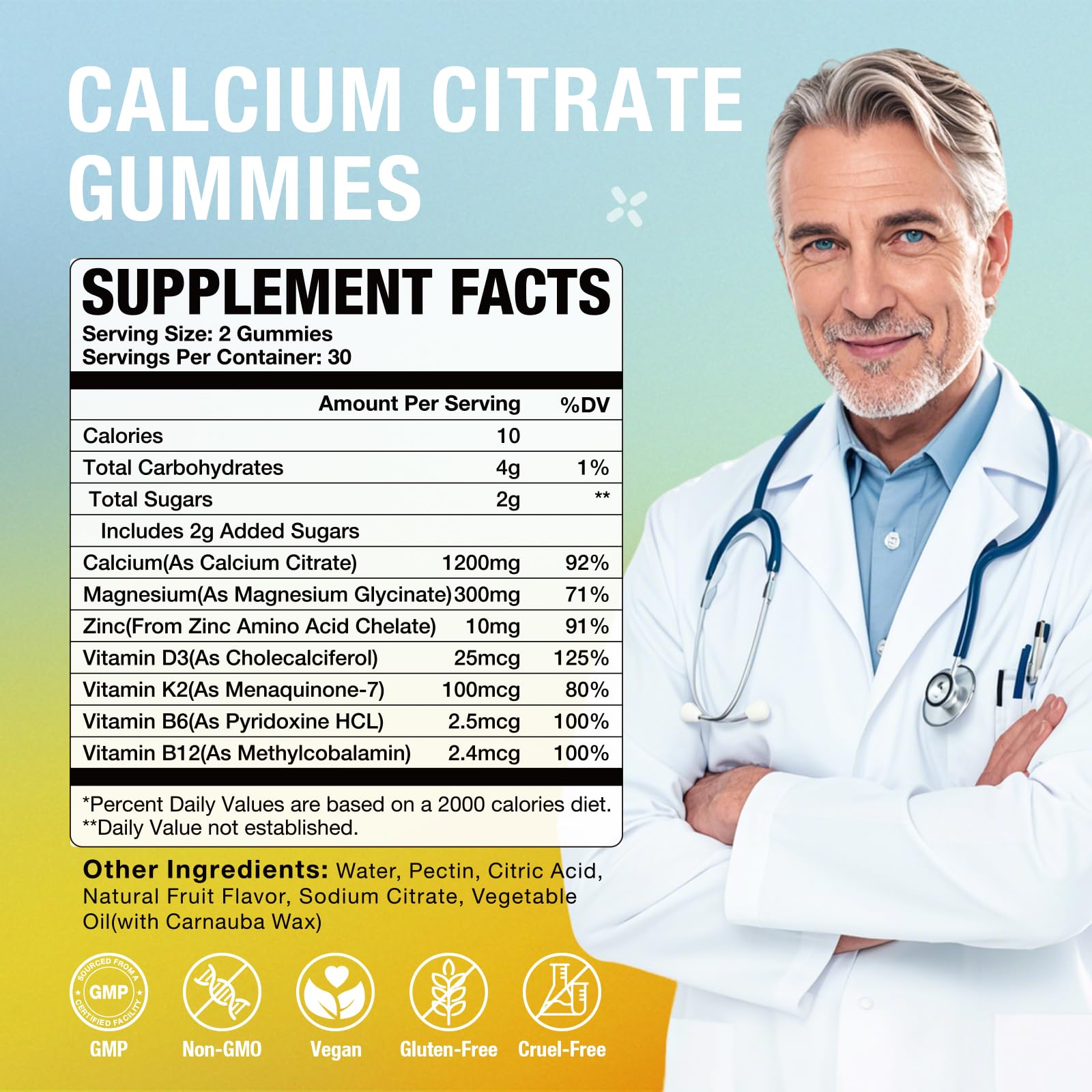 MSLOTAL gummies packaging box demonstrates strawberry flavor and on-the-go daily calcium routine
