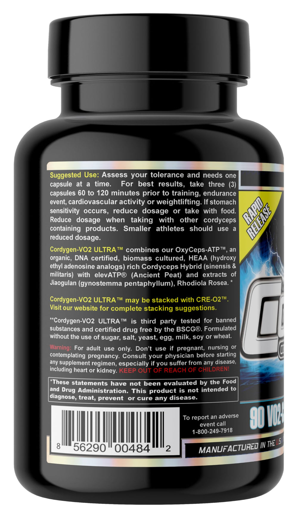 MST Cordygen VO2 Ultra bottle beside running shoes implying training endurance.