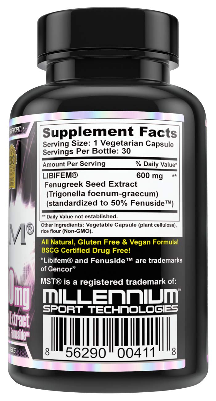 MST Libifem label detail showing fenugreek extract information.