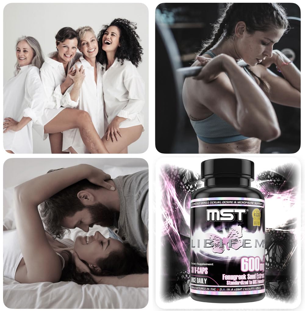 Pouring MST Libifem bottle to illustrate easy daily intake.