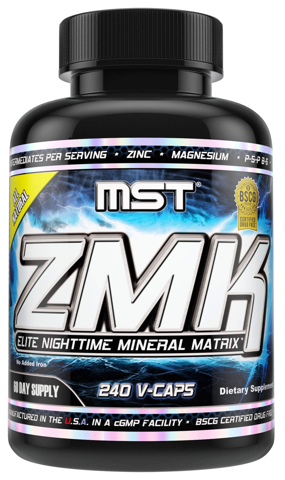 MST ZMK Nighttime bottle close-up showing the mineral blend for nightly wellness