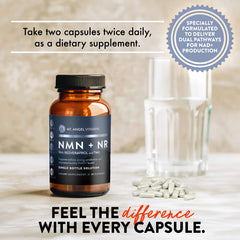 Mt. Angel Vitamins NMN packaging underscores USA-made quality and clean label.