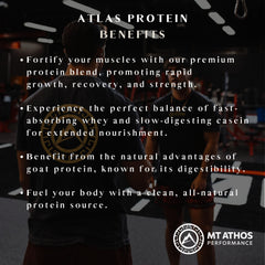 Mt. Athos Performance Atlas Chocolate ingredients panel shows natural goat milk proteins.