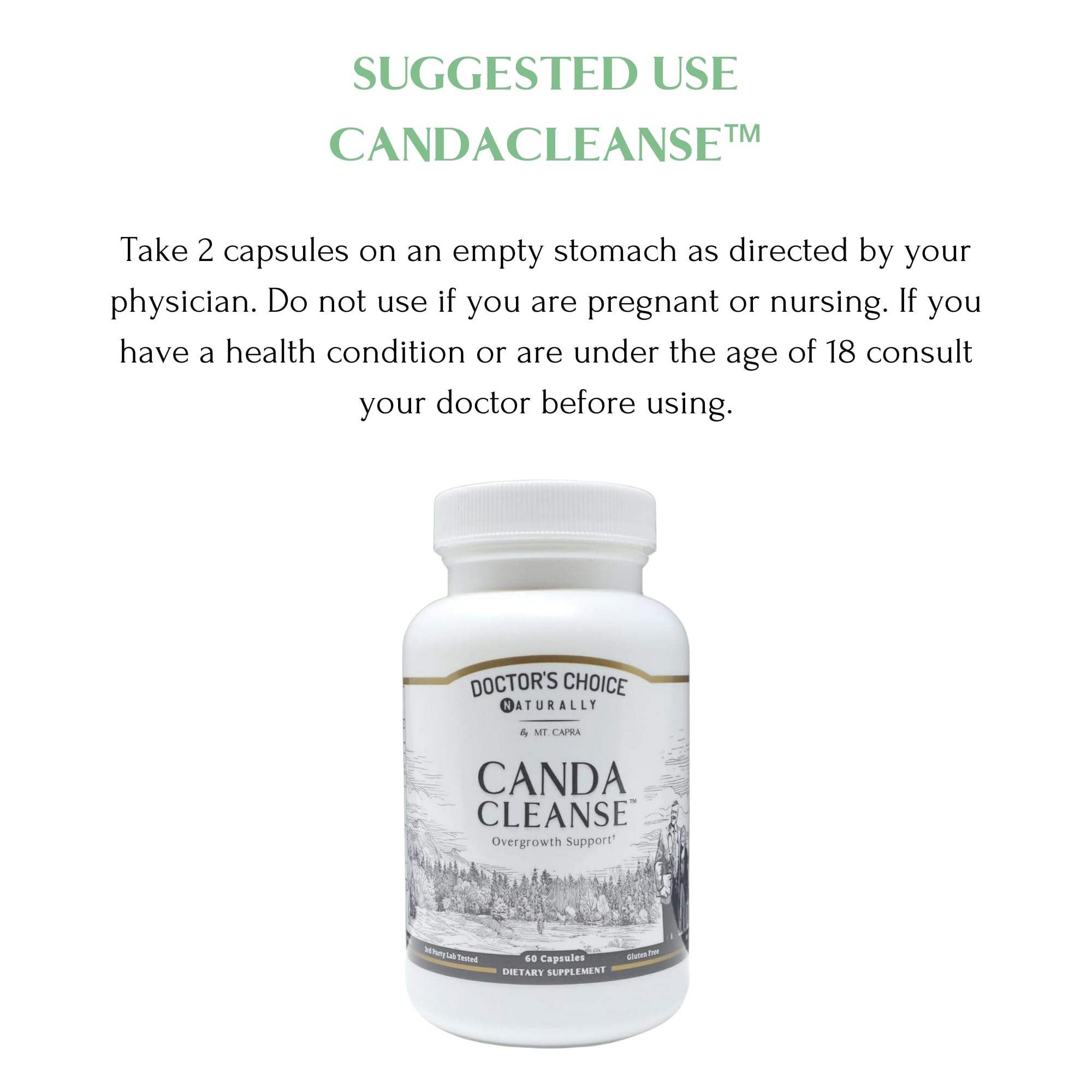 Barberry and caprylic acid ingredients in Mt. Capra CandaCleanse packaging