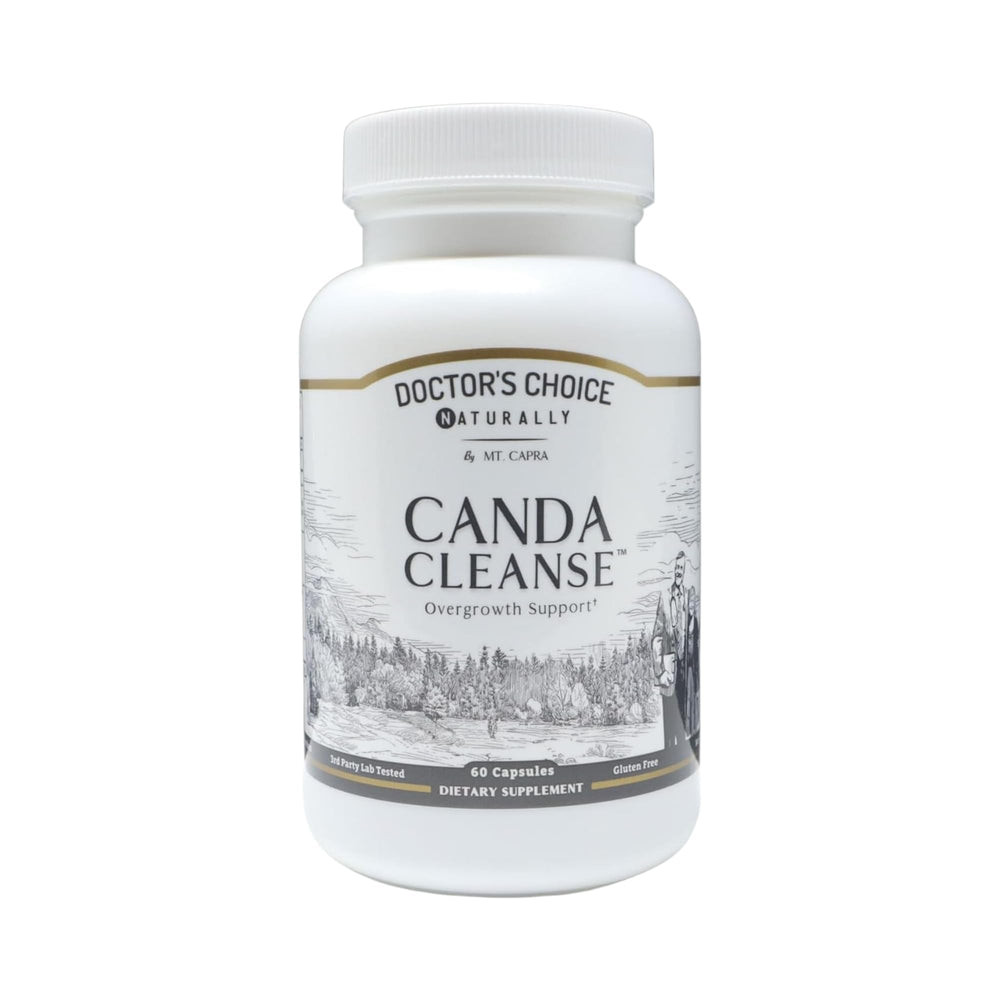 Mt. Capra CandaCleanse bottle and box promoting overall digestive balance