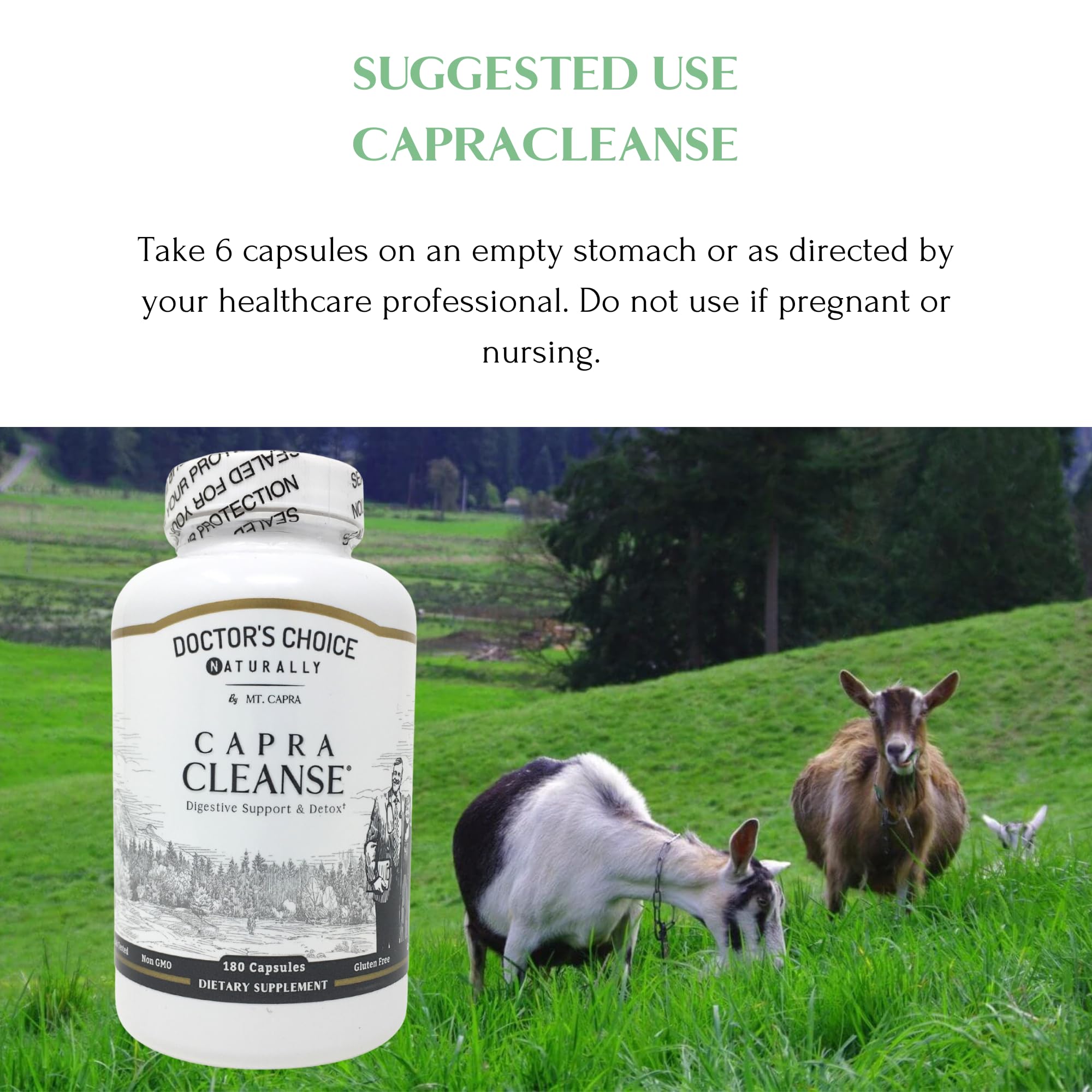 CapraCleanse botanical blend with marshmallow and fennel for gut comfort.