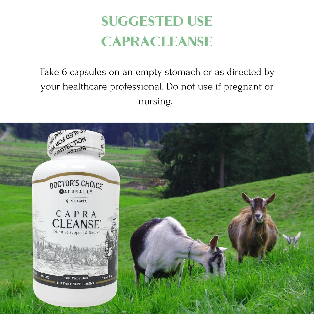 CapraCleanse botanical blend with marshmallow and fennel for gut comfort.